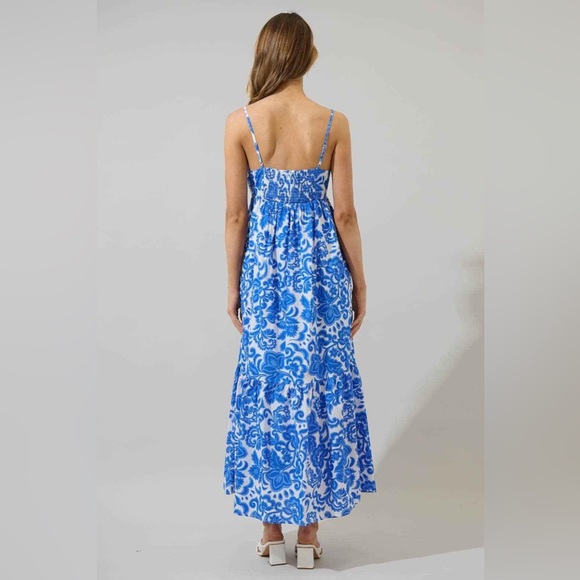 Sugarlips White and Blue Patterned Maxi Dress - Picture 2 of 2